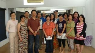 Photo: In the forefront, the President, Tinyu Chen. The man in the maroon shirt is Shi Hong, the Vice President.
