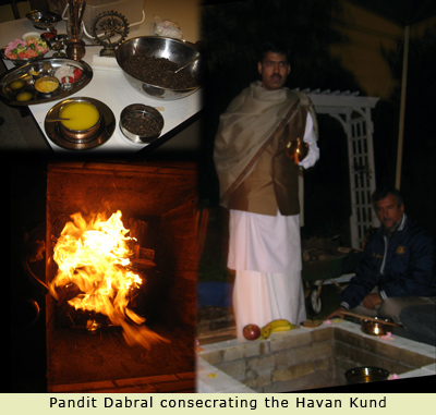 Pandit Dabral consecrating the Havan Kund